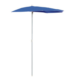 Demi-parasol de jardin avec mât 180x90 cm Bleu azuré