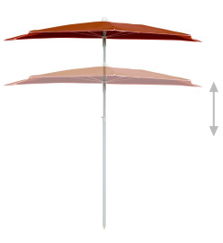 Demi-parasol de jardin avec mât 180x90 cm Terre cuite