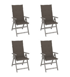 Chaises inclinables de jardin 4 pcs avec coussins Bois d'acacia