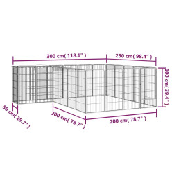 Parc pour chien 22panneaux Noir 50x100cm Acier enduit de poudre