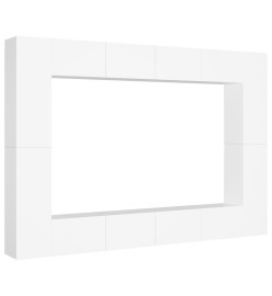 Ensemble de meubles TV 8 pcs Blanc Aggloméré