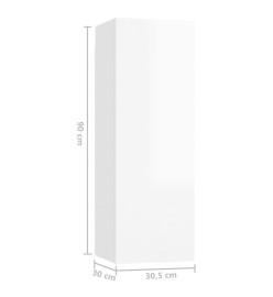 Meubles TV 4 pcs Blanc brillant 30,5x30x90 cm Aggloméré