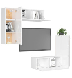 Ensemble de meubles TV 4 pcs Blanc brillant Aggloméré