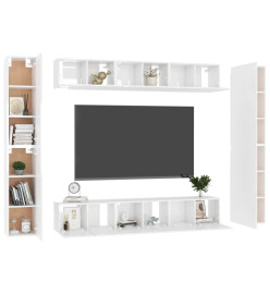 Ensemble de meubles TV 10 pcs Blanc brillant Aggloméré