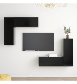 Ensemble de meubles TV 4 pcs Noir Aggloméré