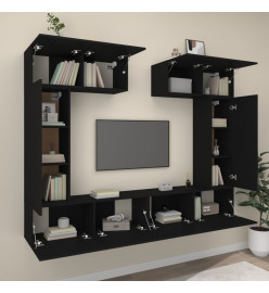 Ensemble de meubles TV 6 pcs Noir Bois d'ingénierie