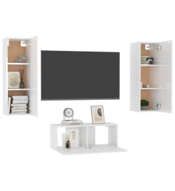 Ensemble de meubles TV 3 pcs Blanc brillant Aggloméré