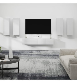 Ensemble de meubles TV 6 pcs Blanc brillant Bois d'ingénierie