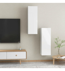 Meubles TV 2 pcs Blanc brillant 30,5x30x90 cm Aggloméré