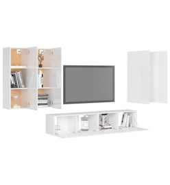 Ensemble de meuble TV 6 pcs Blanc brillant Aggloméré