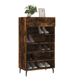 Armoire à chaussures chêne fumé 60x35x105 cm bois d'ingénierie