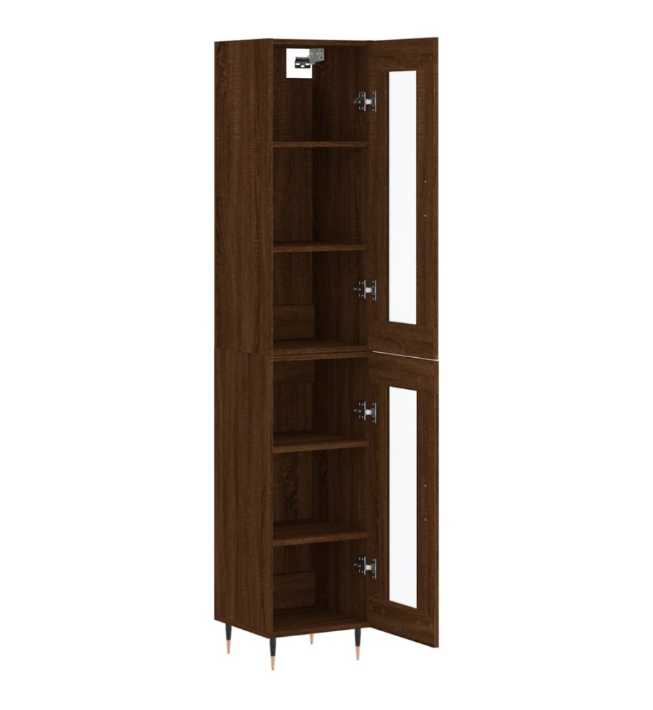 Buffet haut Chêne marron 34,5x34x180 cm Bois d'ingénierie Buffet haut Chêne marron 34,5x34x180 cm Bois d'ingénierie