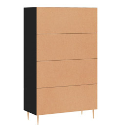 Buffet haut noir 69,5x31x115 cm bois d'ingénierie