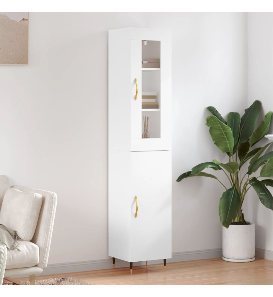 Buffet haut Blanc 34,5x34x180 cm Bois d'ingénierie Buffet haut Blanc 34,5x34x180 cm Bois d'ingénierie