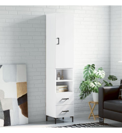Buffet haut Blanc brillant 34,5x34x180 cm Bois d'ingénierie