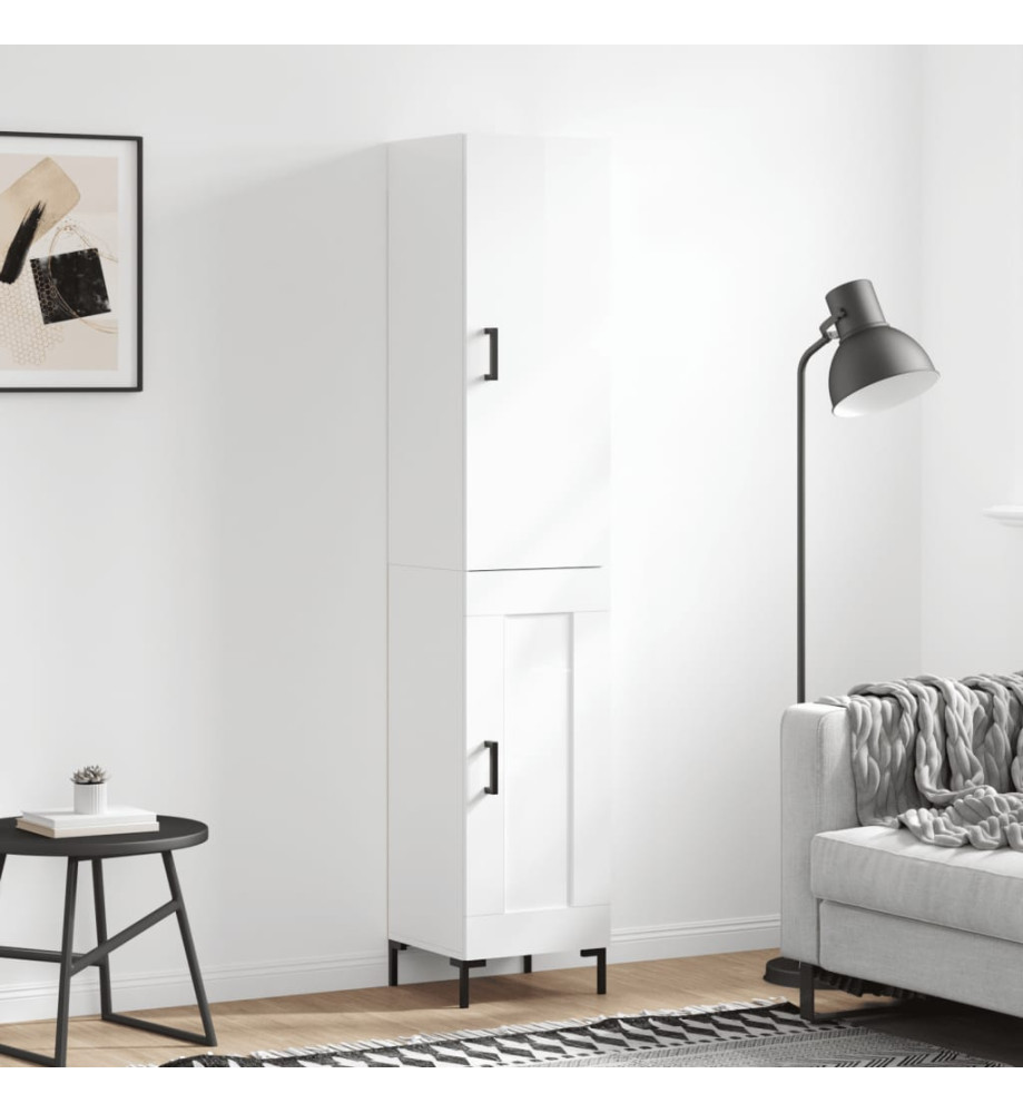 Buffet haut Blanc brillant 34,5x34x180 cm Bois d'ingénierie Buffet haut Blanc brillant 34,5x34x180 cm Bois d'ingénierie