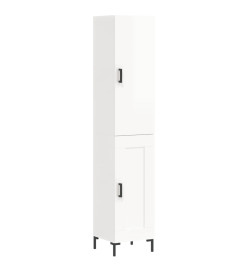 Buffet haut Blanc brillant 34,5x34x180 cm Bois d'ingénierie