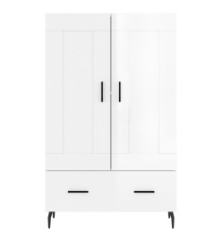 Buffet haut blanc brillant 69,5x31x115 cm bois d'ingénierie