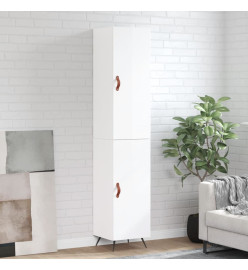 Buffet haut Blanc brillant 34,5x34x180 cm Bois d'ingénierie