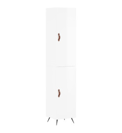 Buffet haut Blanc brillant 34,5x34x180 cm Bois d'ingénierie