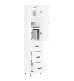 Buffet haut Blanc brillant 34,5x34x180 cm Bois d'ingénierie