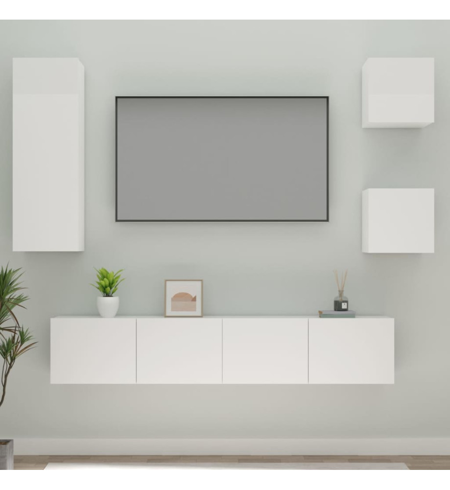 Ensemble de meubles TV 5 pcs Blanc brillant Bois d'ingénierie