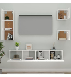 Ensemble de meubles TV 5 pcs Blanc brillant Bois d'ingénierie