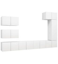 Ensemble de meuble TV 8 pcs Blanc Aggloméré