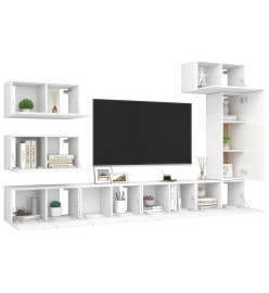 Ensemble de meuble TV 8 pcs Blanc Aggloméré
