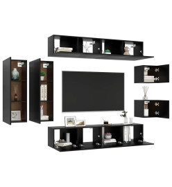 Ensemble de meuble TV 8 pcs Noir Aggloméré