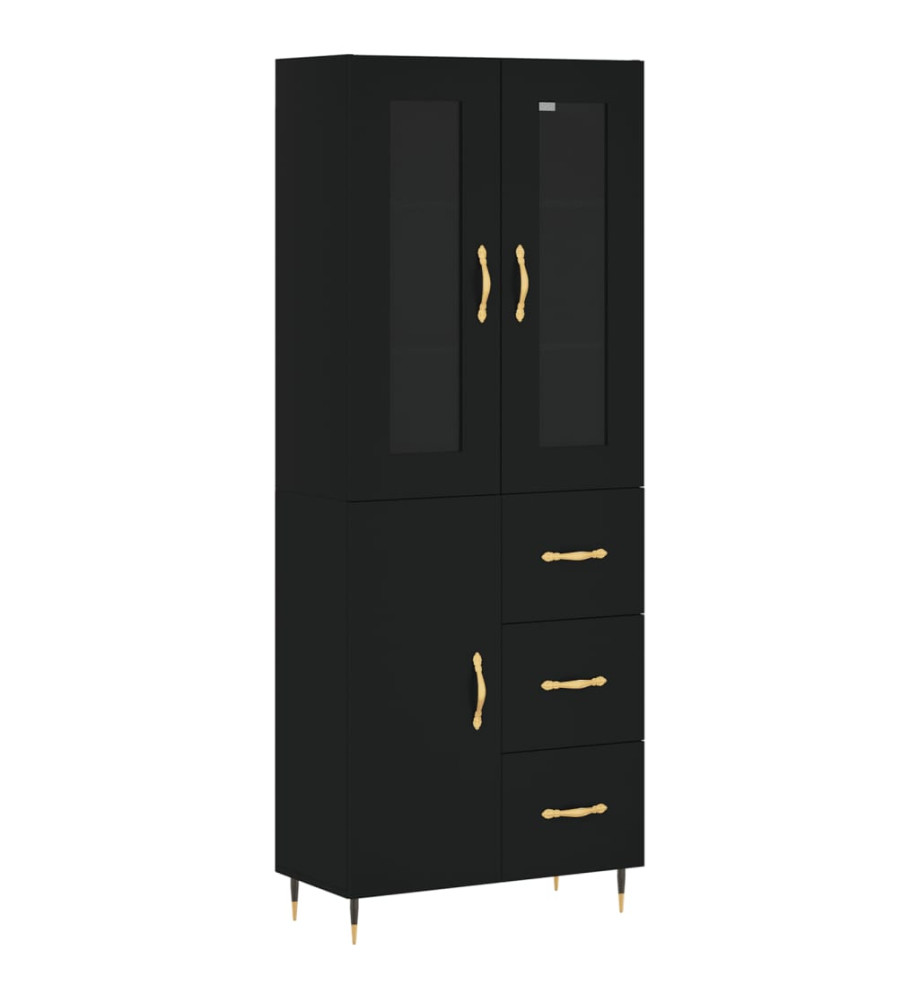 Buffet haut Noir 69,5x34x180 cm Bois d'ingénierie Buffet haut Noir 69,5x34x180 cm Bois d'ingénierie