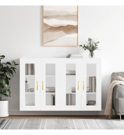Armoires murales 2 pcs blanc bois d'ingénierie