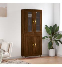 Buffet haut Chêne marron 69,5x34x180 cm Bois d'ingénierie