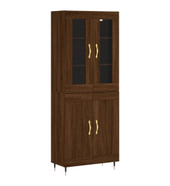 Buffet haut Chêne marron 69,5x34x180 cm Bois d'ingénierie