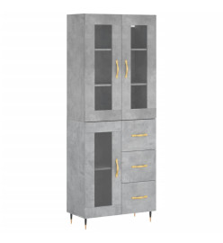 Buffet haut Gris béton 69,5x34x180 cm Bois d'ingénierie