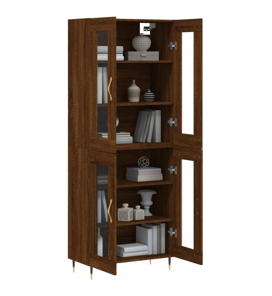 Buffet haut Chêne marron 69,5x34x180 cm Bois d'ingénierie Buffet haut Chêne marron 69,5x34x180 cm Bois d'ingénierie