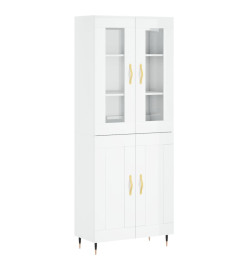 Buffet haut Blanc brillant 69,5x34x180 cm Bois d'ingénierie