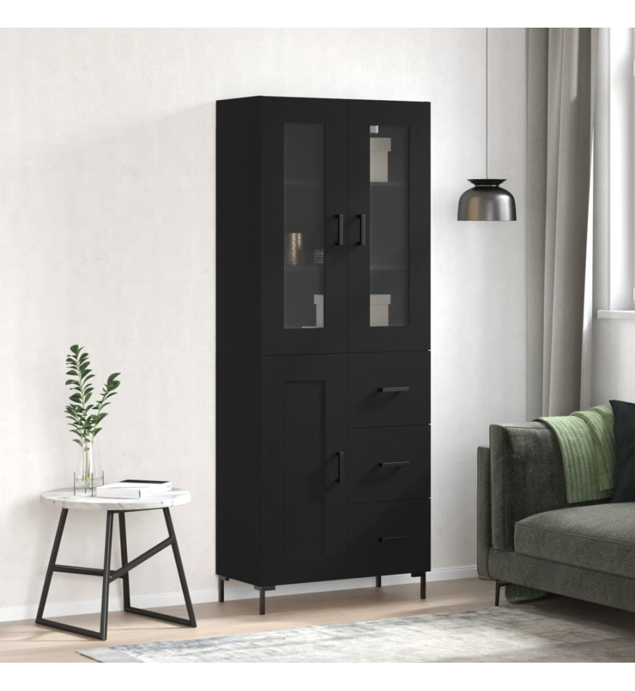 Buffet haut Noir 69,5x34x180 cm Bois d'ingénierie Buffet haut Noir 69,5x34x180 cm Bois d'ingénierie