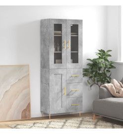Buffet haut Gris béton 69,5x34x180 cm Bois d'ingénierie