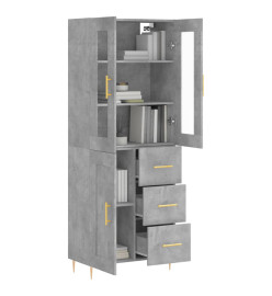 Buffet haut Gris béton 69,5x34x180 cm Bois d'ingénierie