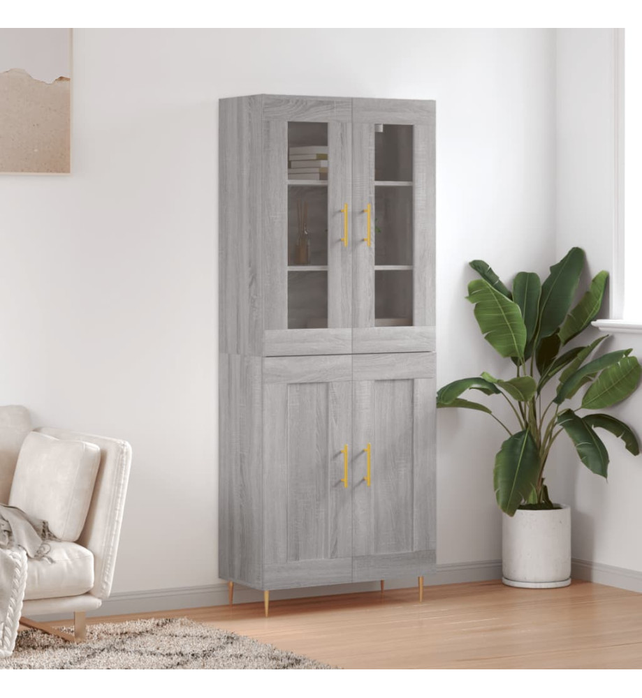 Buffet haut Sonoma gris 69,5x34x180 cm Bois d'ingénierie Buffet haut Sonoma gris 69,5x34x180 cm Bois d'ingénierie