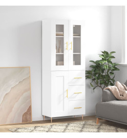 Buffet haut Blanc brillant 69,5x34x180 cm Bois d'ingénierie