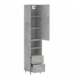 Buffet haut Gris béton 34,5x34x180 cm Bois d'ingénierie