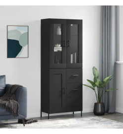 Buffet haut Noir 69,5x34x180 cm Bois d'ingénierie