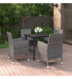 Mobilier à dîner de jardin coussins 5 pcs Résine tressée Verre