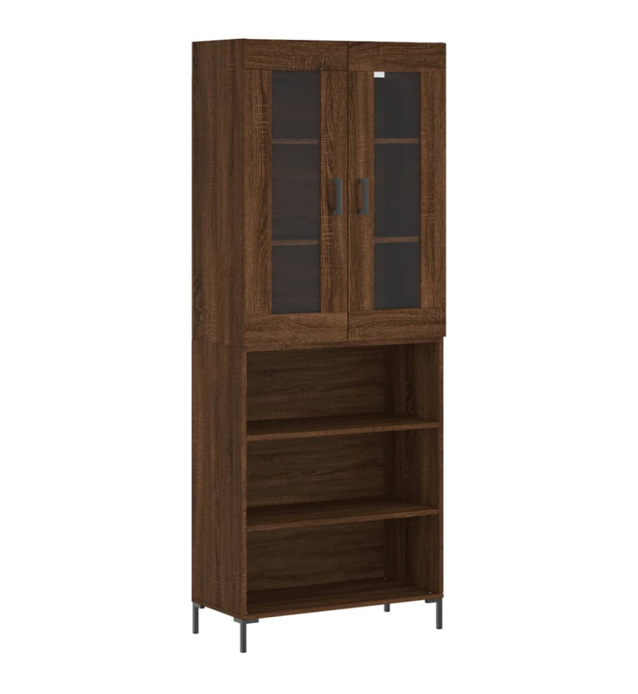 Buffet haut Chêne marron 69,5x34x180 cm Bois d'ingénierie Buffet haut Chêne marron 69,5x34x180 cm Bois d'ingénierie