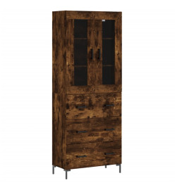 Buffet haut Chêne fumé 69,5x34x180 cm Bois d'ingénierie