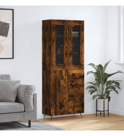 Buffet haut Chêne fumé 69,5x34x180 cm Bois d'ingénierie