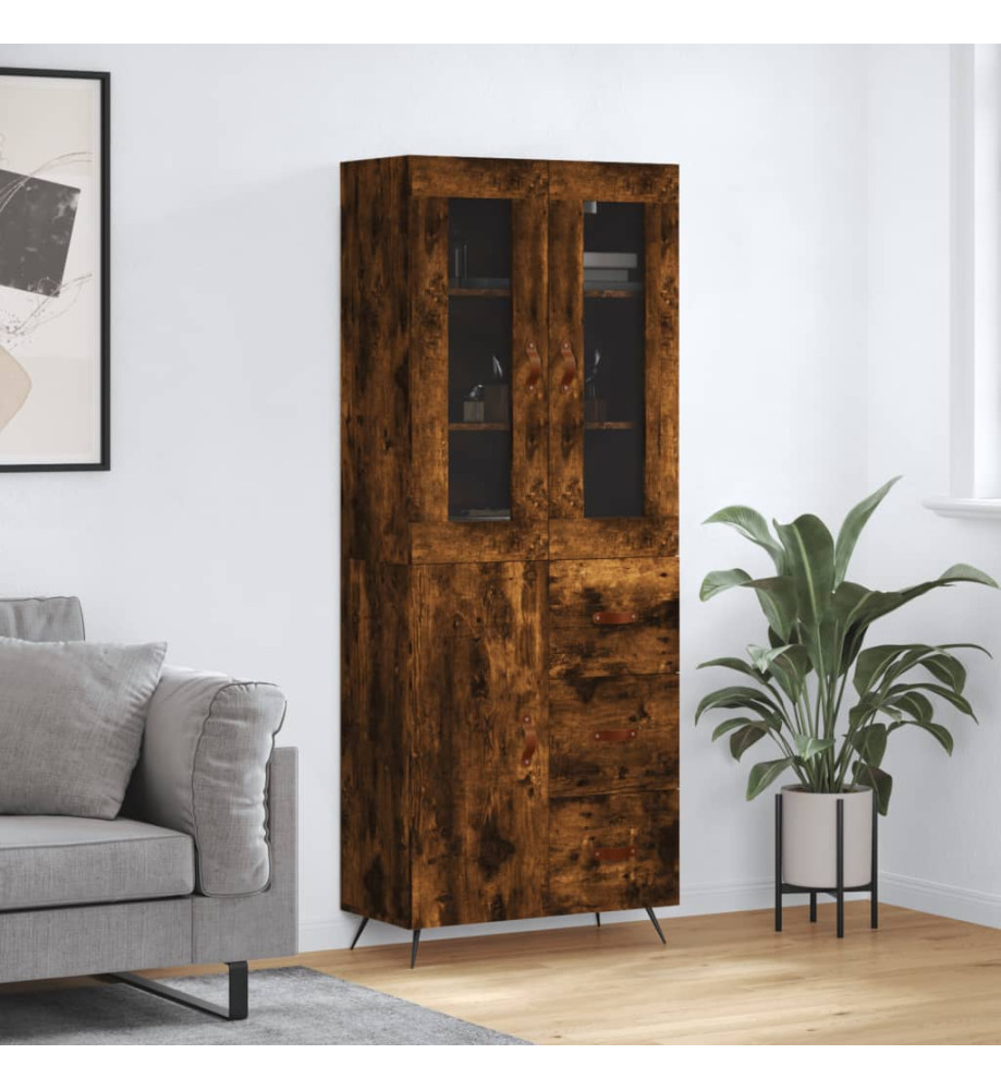 Buffet haut Chêne fumé 69,5x34x180 cm Bois d'ingénierie Buffet haut Chêne fumé 69,5x34x180 cm Bois d'ingénierie