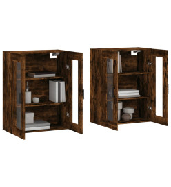 Armoires murales 2 pcs chêne fumé bois d'ingénierie